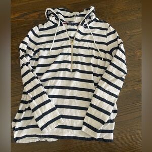Tommy Hilfiger Navy and White striped quarter zip hoodie